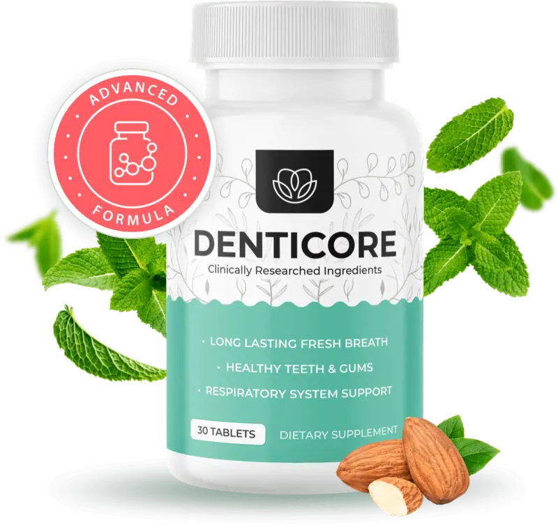 DentiCore 30-tablet dietary supplement bottle