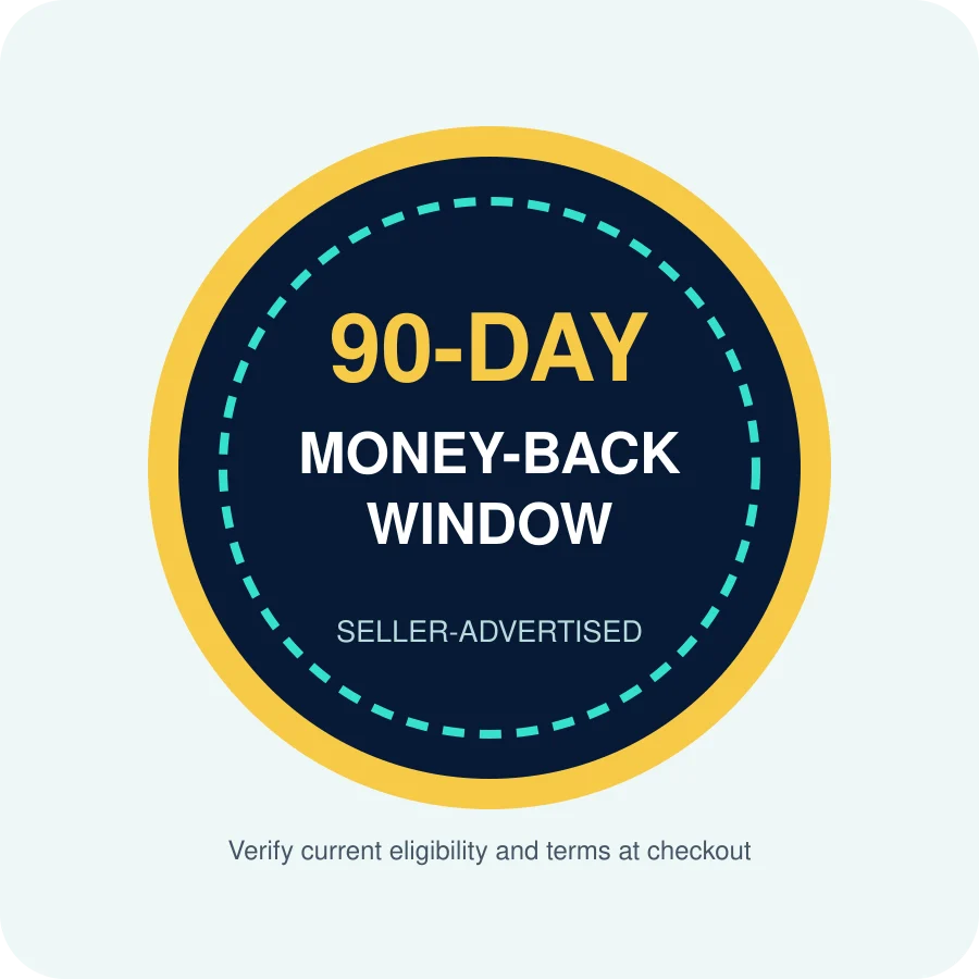 Editorial badge explaining the seller-advertised 90-day Genius Switch refund window