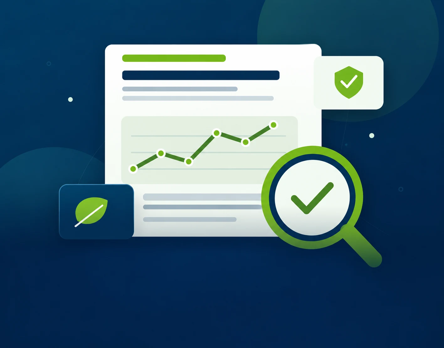 Health research illustration with an evidence chart and magnifying glass