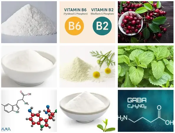 Yu Sleep ingredient collage showing the listed formula components