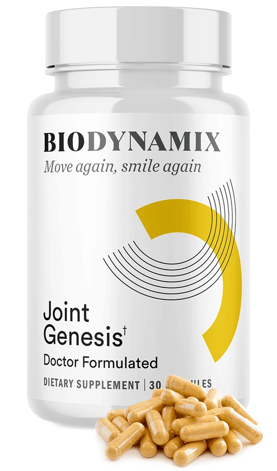 Joint Genesis review showing the BIODYNAMIX bottle and ingredient artwork